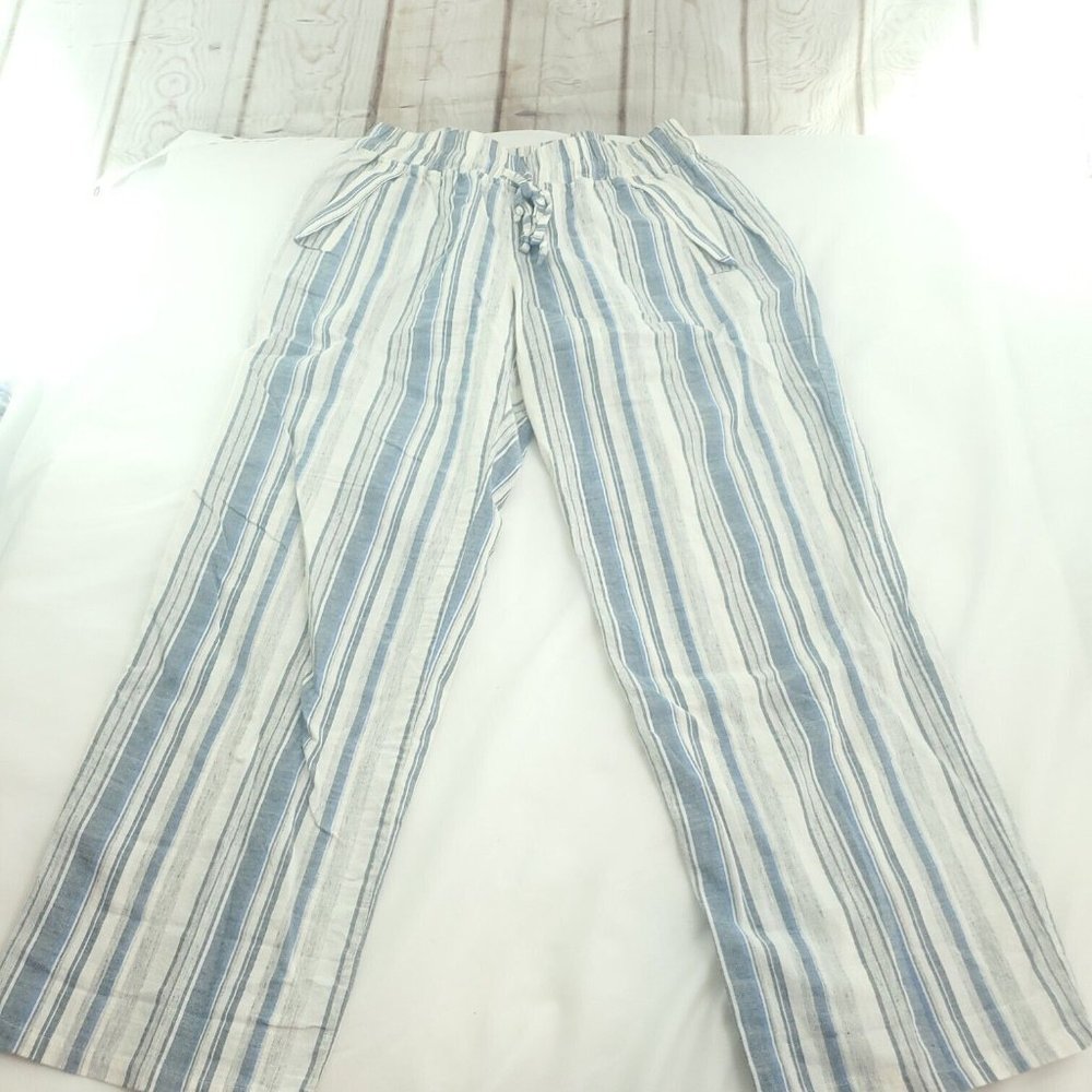 The Lady & The Sailor Womens Blue Striped Elastic Waist Wide Leg Pants Size 3